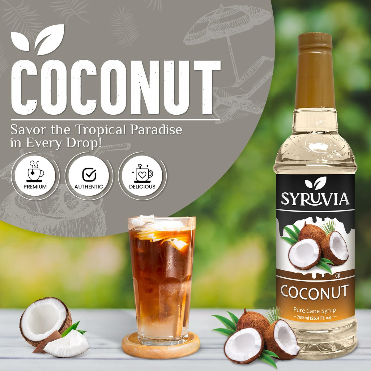 SYRUVIA Coconut Syrup pump enables easy dosing in lattes.
