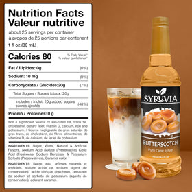 SYRUVIA Butterscotch syrup drizzle over dessert creating warm homey mood