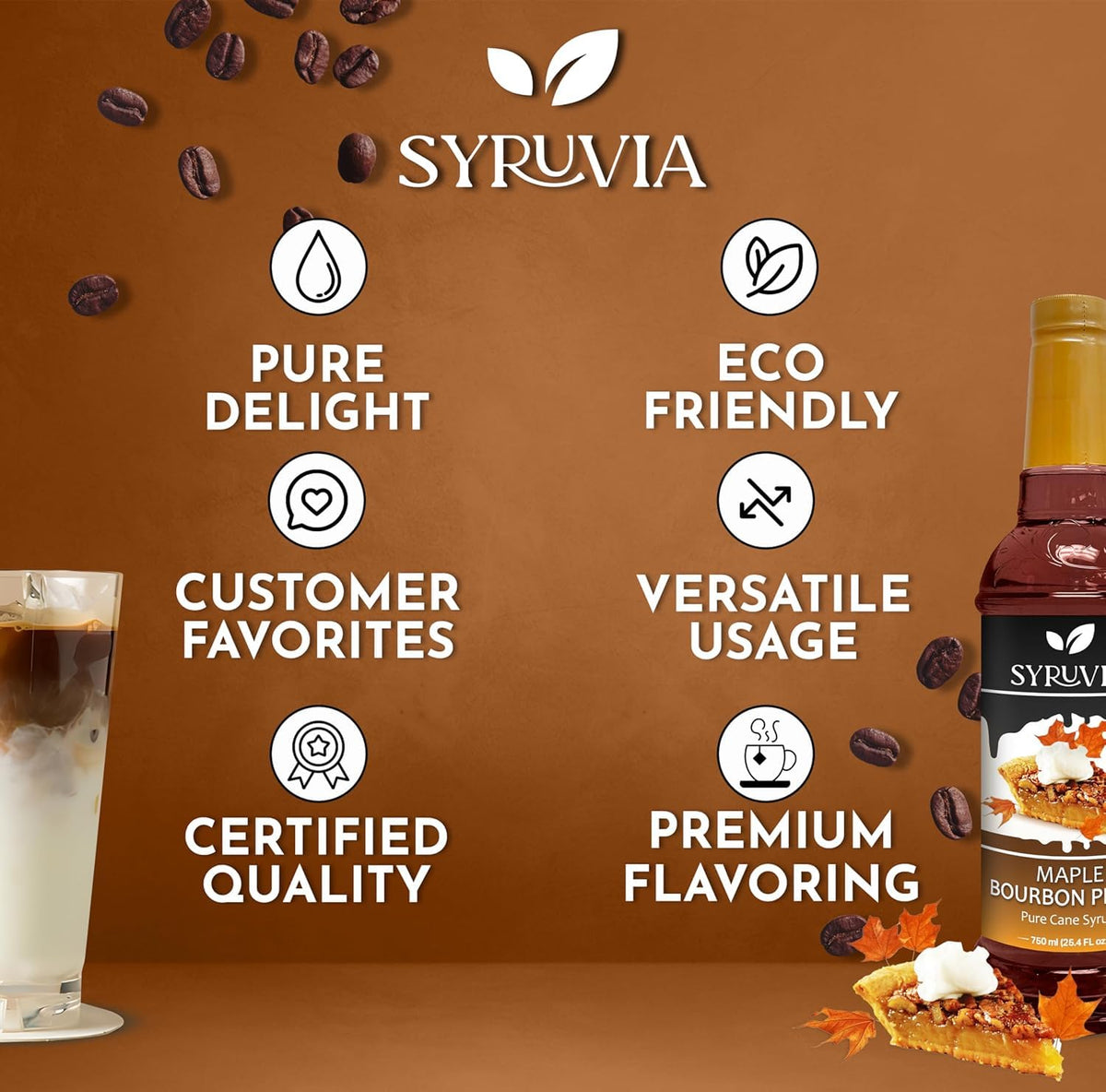SYRUVIA coffee syrup used as a dessert topping for shakes and treats.