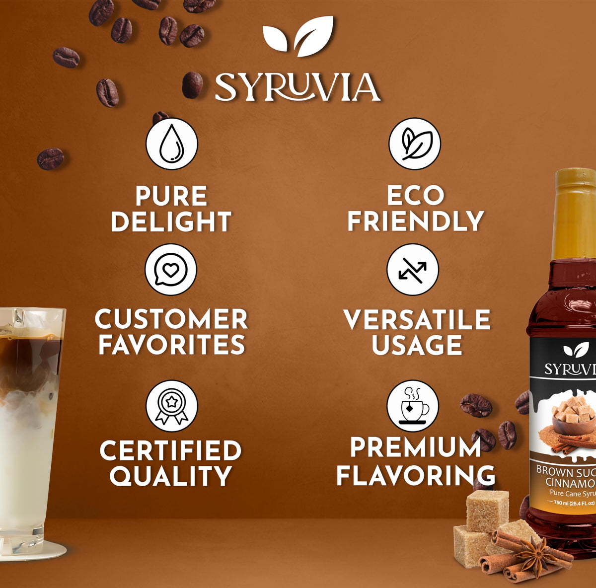 SYRUVIA iced coffee with brown sugar cinnamon flavor