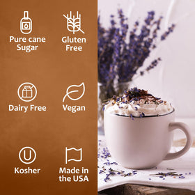 SYRUVIA lavender latte art drizzle showcasing premium flavor for morning rituals
