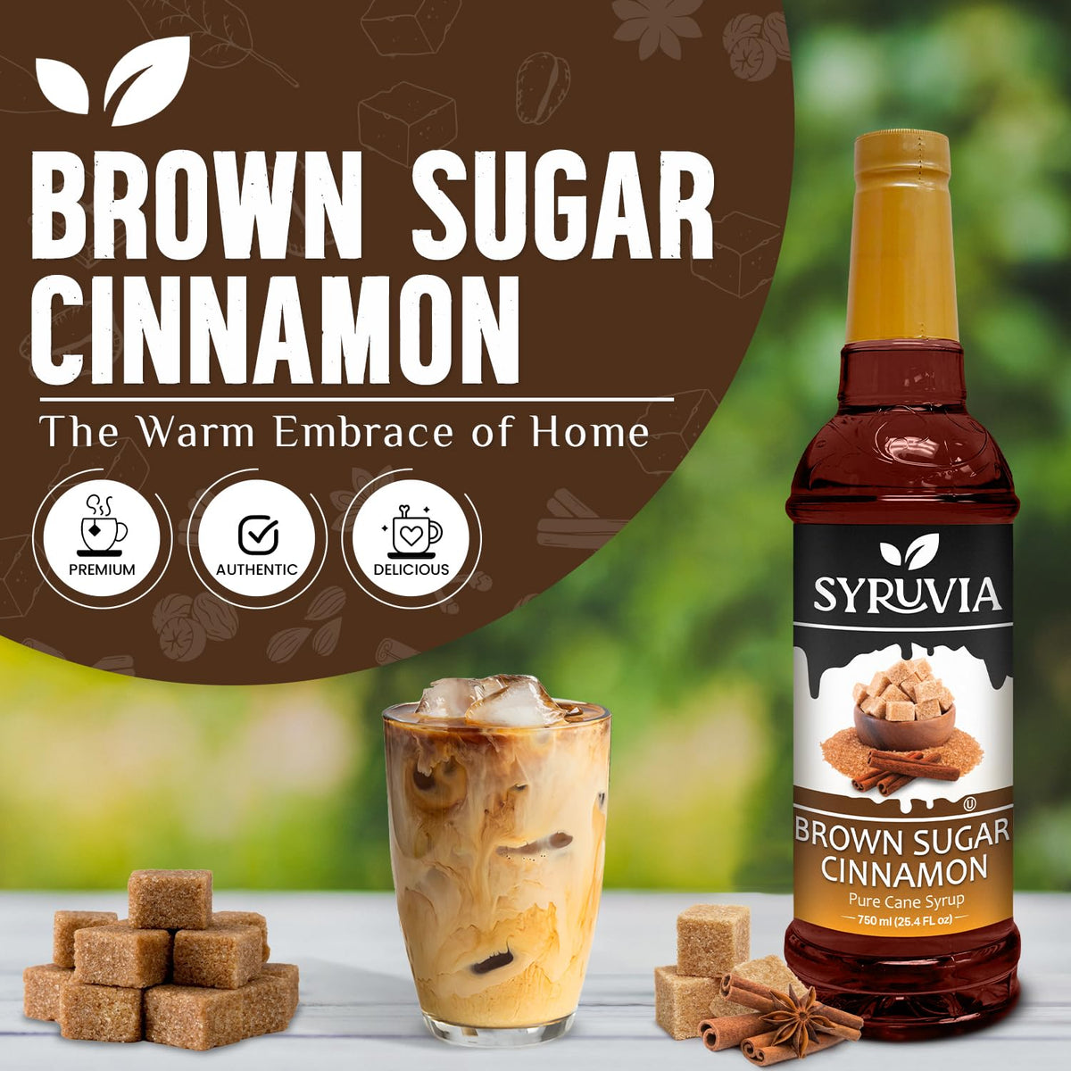 SYRUVIA brown sugar cinnamon syrup added to latte for aroma