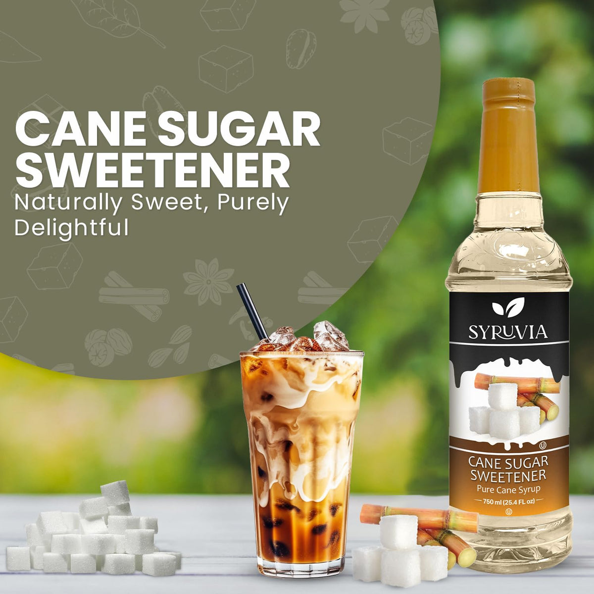 SYRUVIA Coffee Syrup latte-foam drizzle enhances aroma.