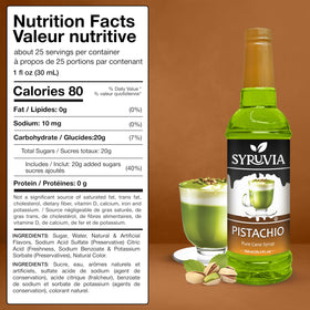 Pistachio latte featuring SYRUVIA syrup and nutty aroma.
