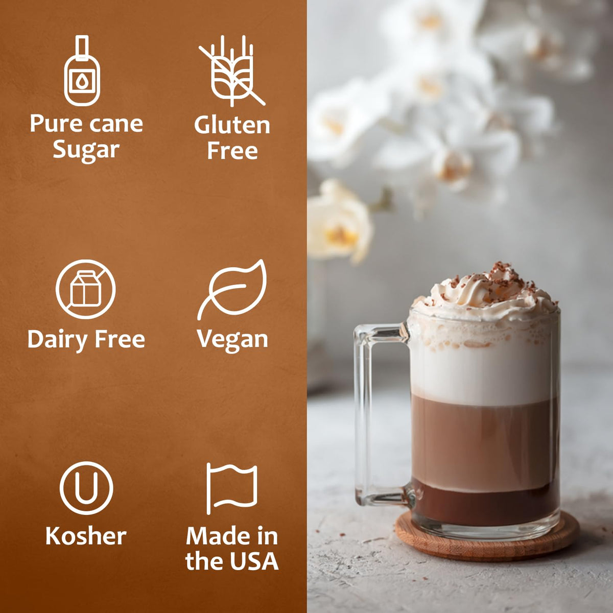SYRUVIA Salted Caramel Coffee Syrup bottle with bold balance.