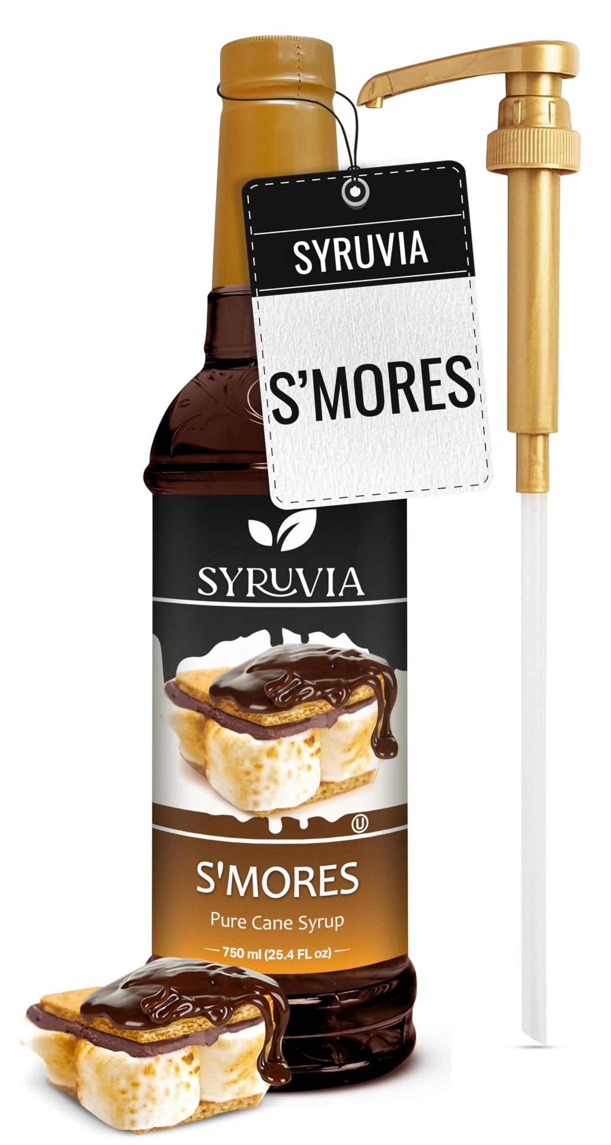 SYRUVIA coffee syrup smores bottle pump enhances drinks with indulgent flavor