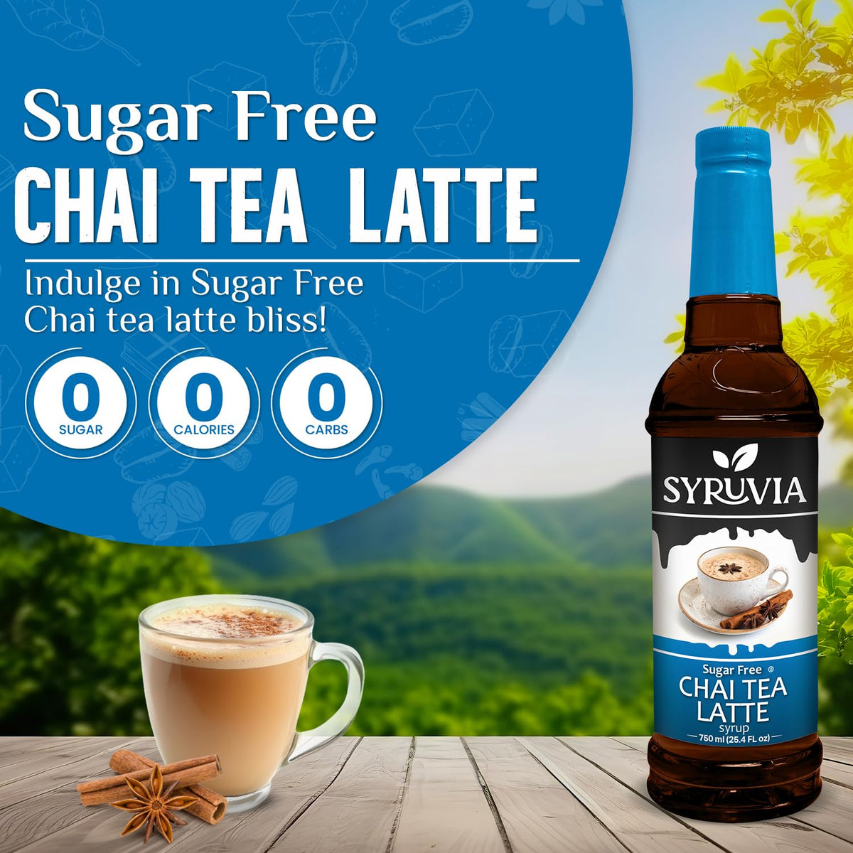 SYRUVIA coffee syrup steaming cup enhances morning latte aroma