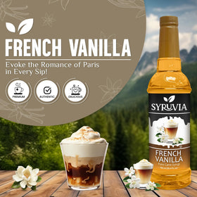 SYRUVIA vanilla latte with syrup for café-style taste.