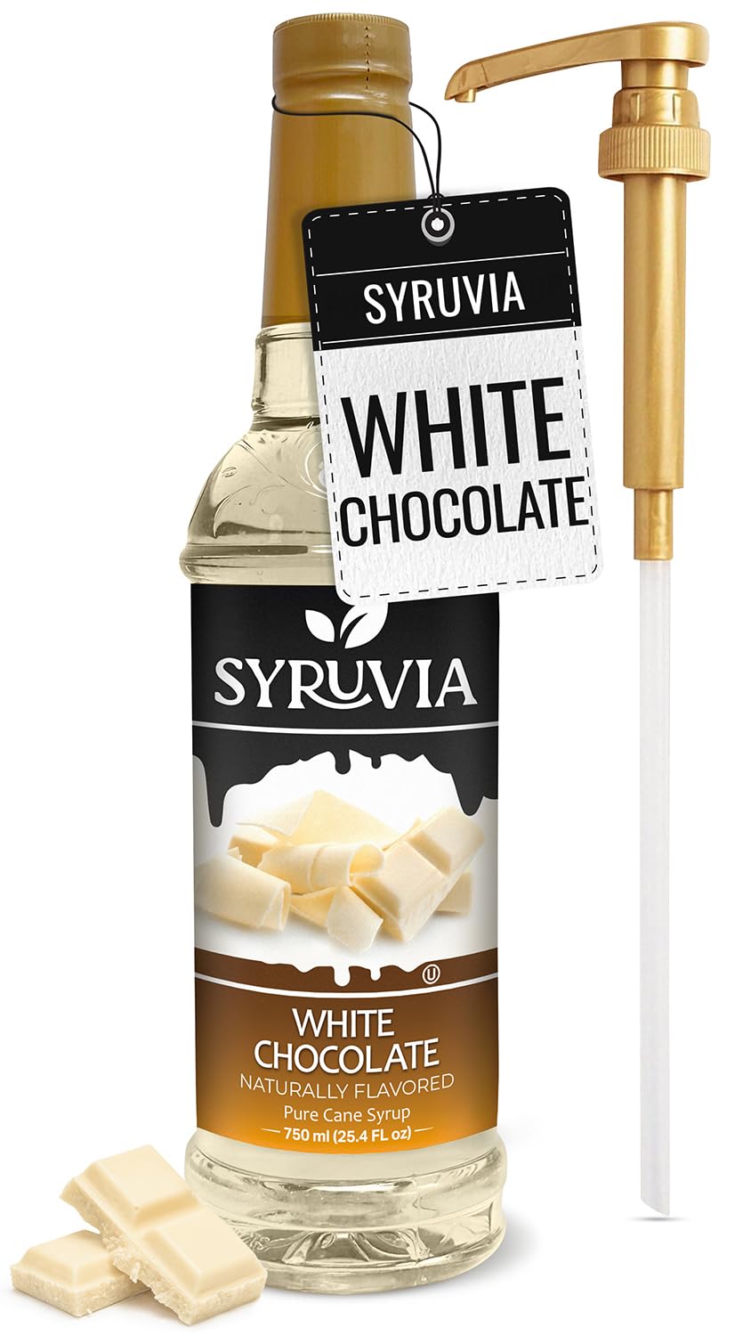 SYRUVIA Coffee Syrup bottle with pump for easy espresso-based drinks.