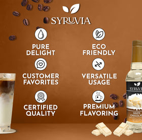 SYRUVIA white chocolate syrup enhances smoothies and shakes.