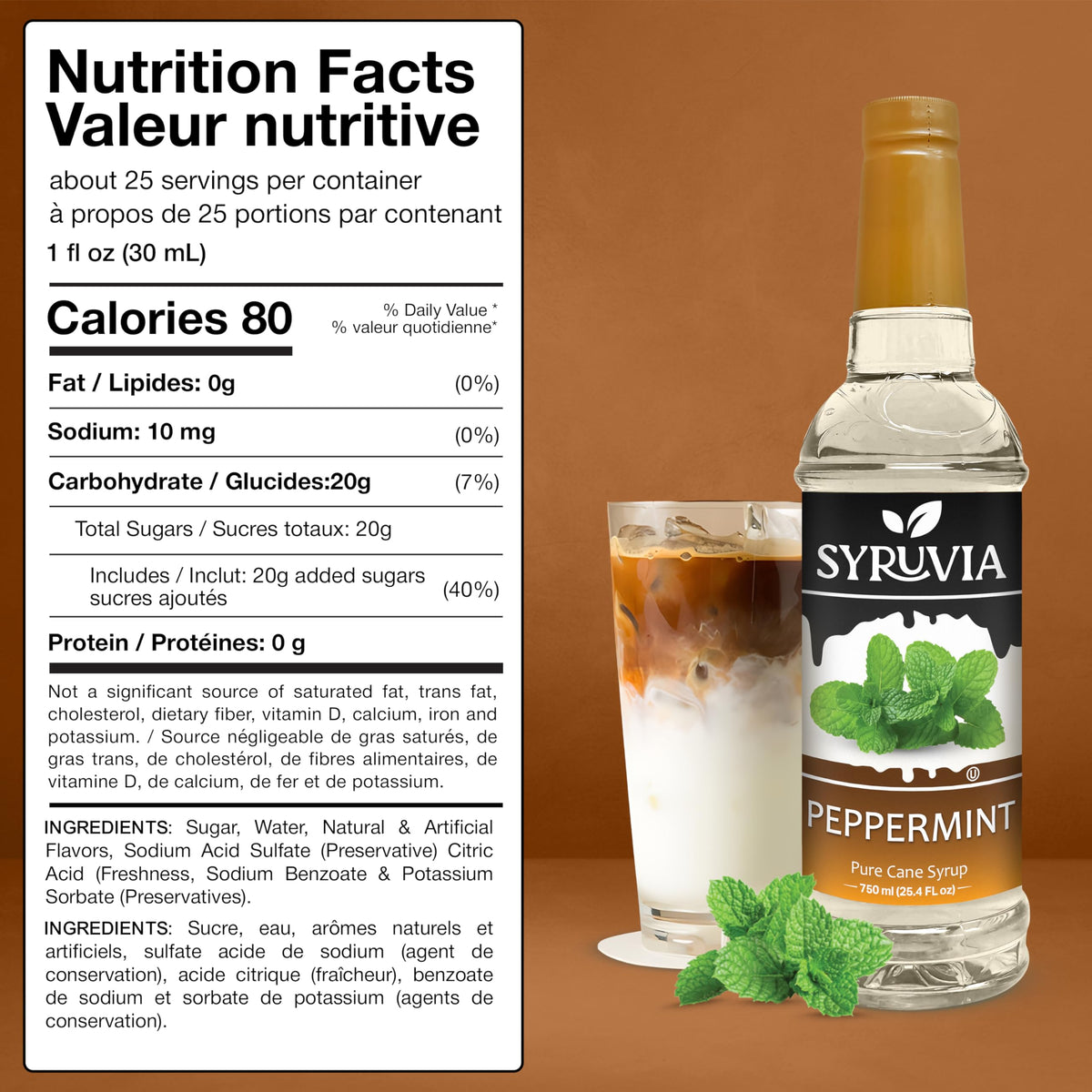 SYRUVIA coffee with peppermint syrup for a refreshing cup