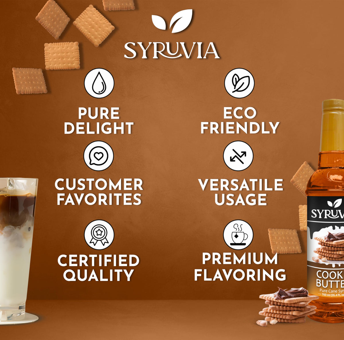 Syruvia Cookie Butter Syrup pump included for easy dosing.