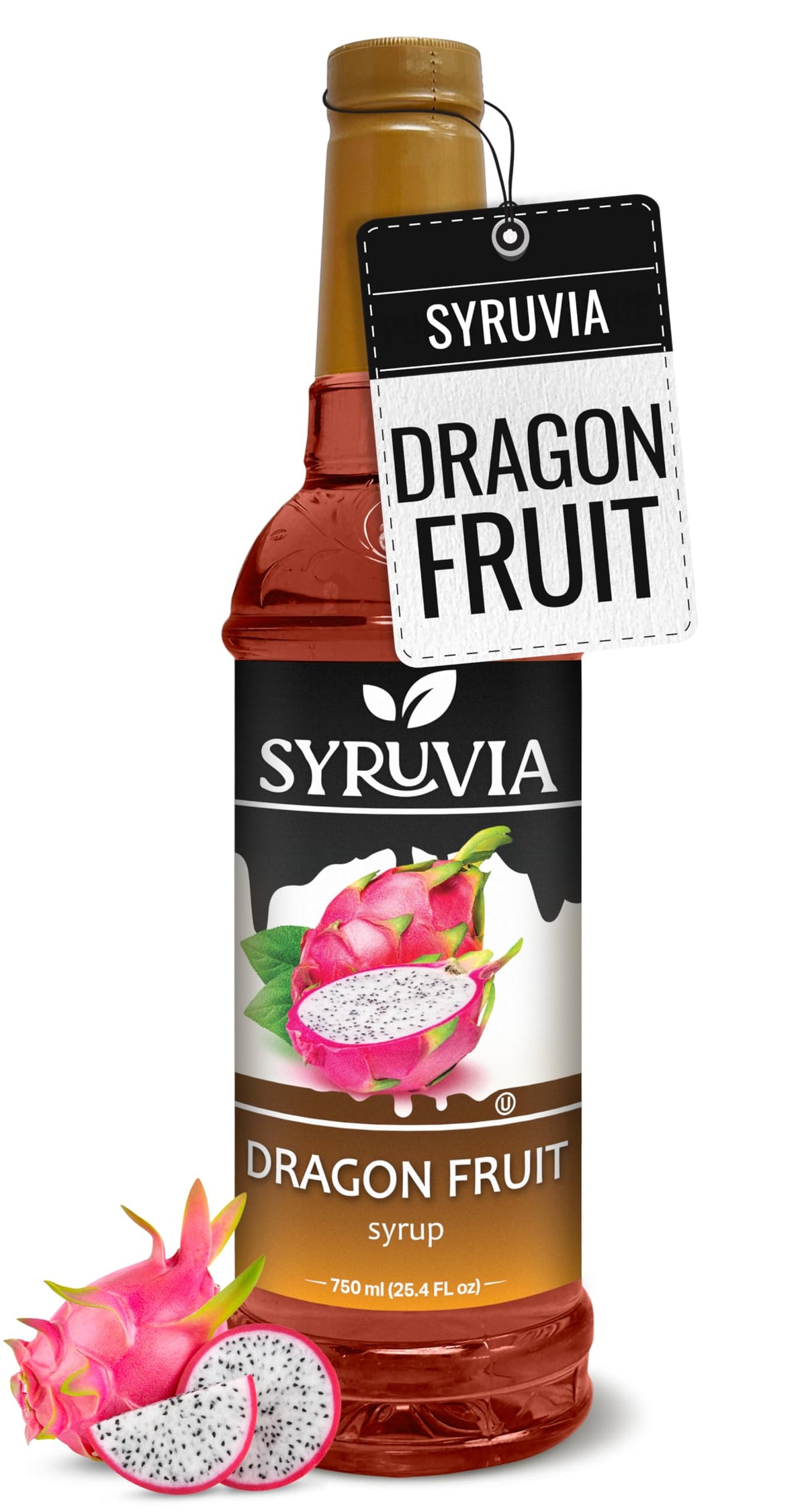 SYRUVIA Dragon Fruit Syrup bottle adds tropical flavor to drinks