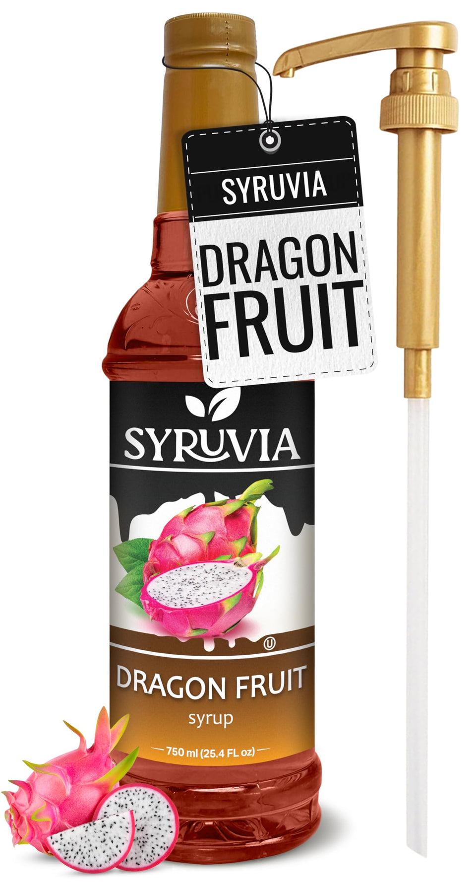 SYRUVIA Dragon Fruit Syrup bottle ready for cocktails and beverages.