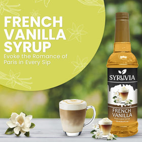 SYRUVIA French Vanilla syrup bottle with pump for café-style drinks