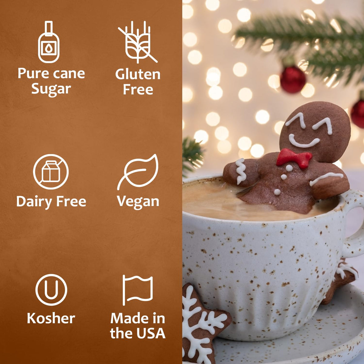 SYRUVIA Gingerbread Syrup close-up of pure cane sugar and ingredients