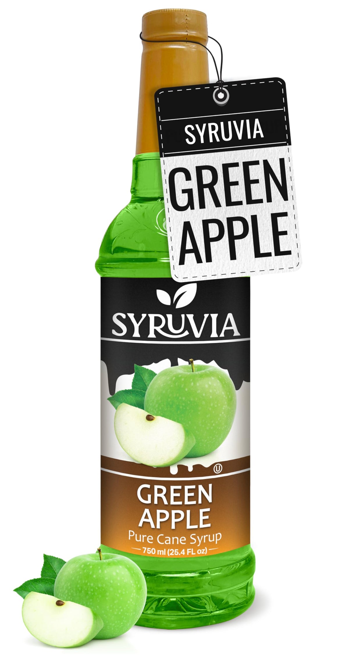 Syruvia Green Apple Syrup bottle-pour adds vibrant flavor to cocktails and lemonades.