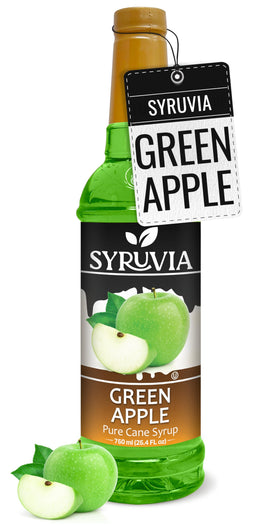 Syruvia Green Apple Syrup bottle-pour adds vibrant flavor to cocktails and lemonades.