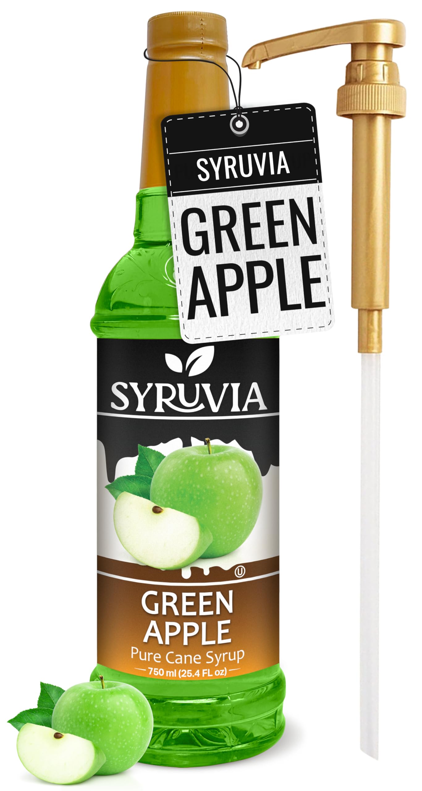 SYRUVIA Green Apple Syrup bottle showcasing vibrant color for cocktails and desserts