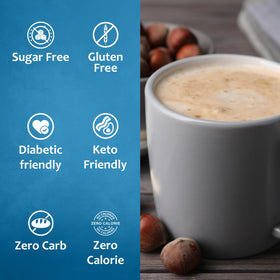 SYRUVIA Hazelnut Sugar Free Syrup as a dessert topping with clean label