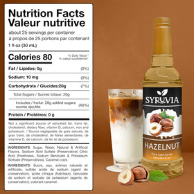 SYRUVIA Hazelnut Syrup on a latte creates a creamy, nutty flavor.