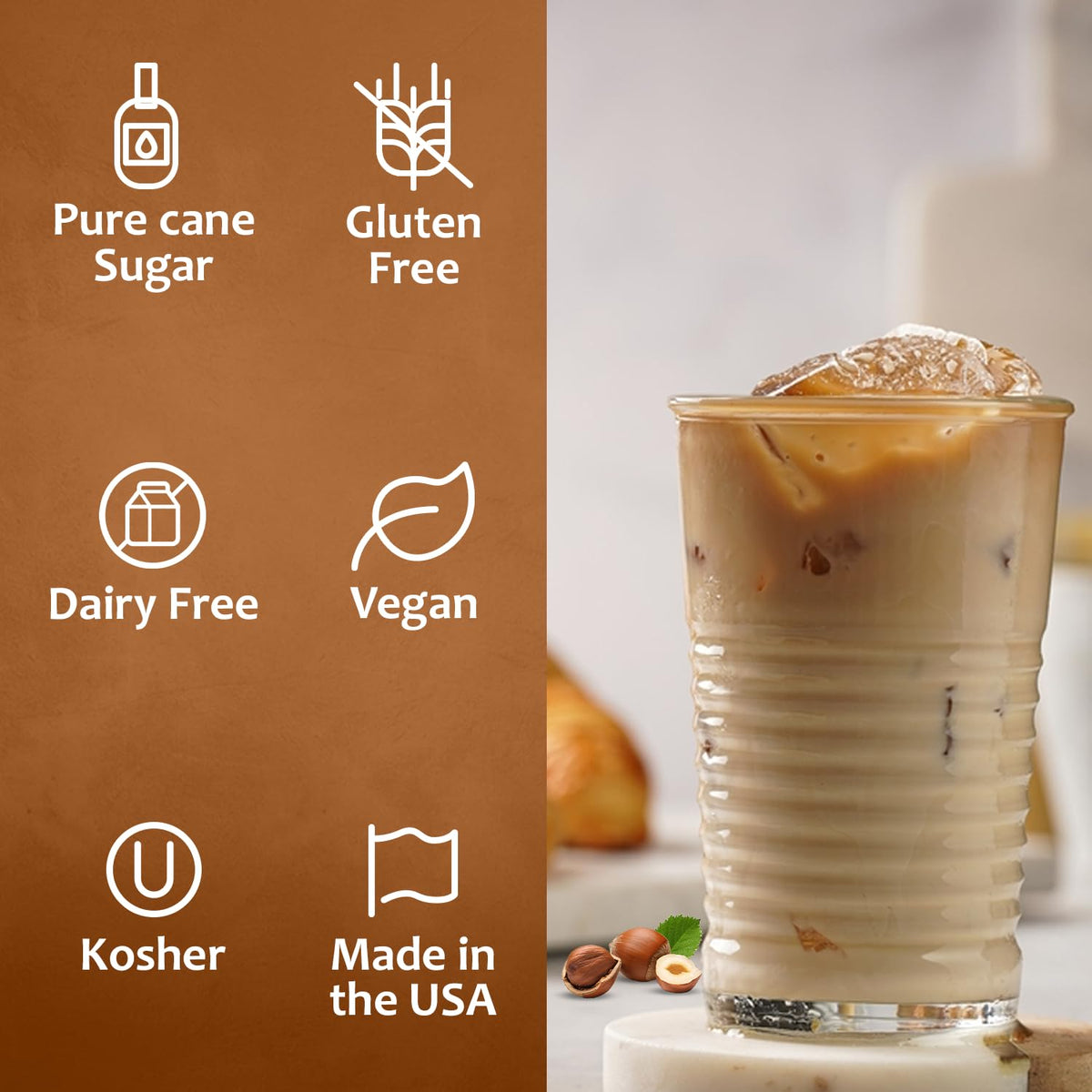 SYRUVIA Hazelnut Syrup drizzle over desserts adds aroma and sweetness.