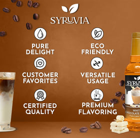 SYRUVIA Iced coffee glass shows syrup for refreshing flavor boost.
