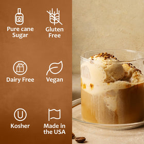 Syrup swirl on dessert showcases versatile flavor for sweets.