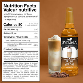 SYRUVIA latte topped with Irish Cream drizzle for a café-quality feel.