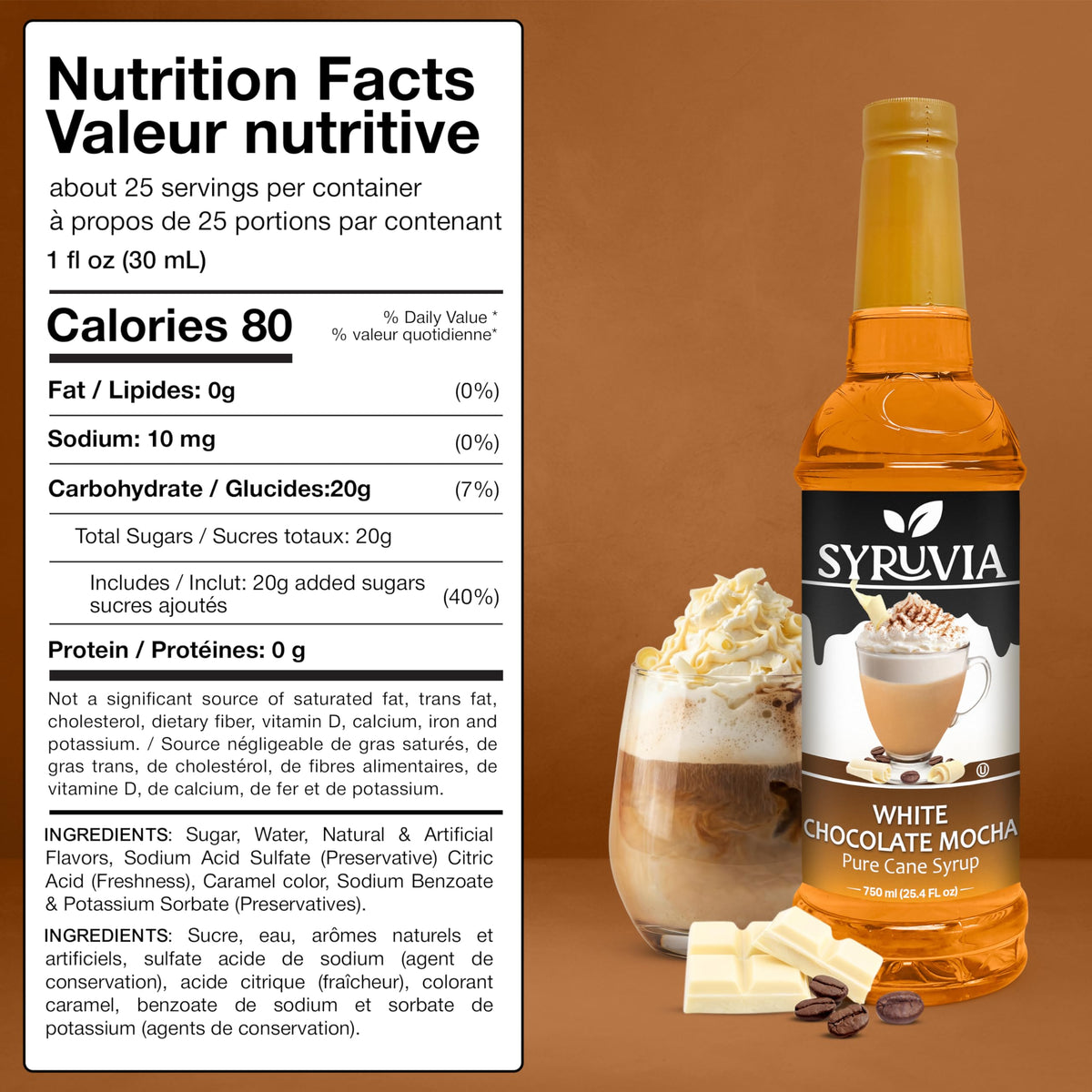 SYRUVIA Latte with syrup drizzle for creamy, café-style drinks.