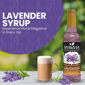 Syruvia Lavender Syrup dispenser demonstrates elegant pour for drinks.