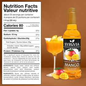 Pour SYRUVIA Mango Syrup into ice for bright drinks.