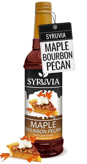 SYRUVIA Maple Bourbon Pecan syrup bottle for drinks and desserts