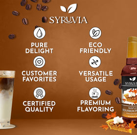 SYRUVIA maple bourbon pecan syrup drizzle on dessert adds warm maple notes