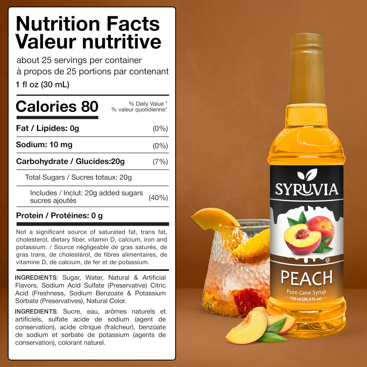 SYRUVIA Peach Syrup dispenser pump makes quick flavor boosts.