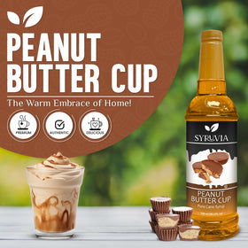 SYRUVIA Peanut Butter Cup Syrup pour adds rich aroma to coffee and lattes