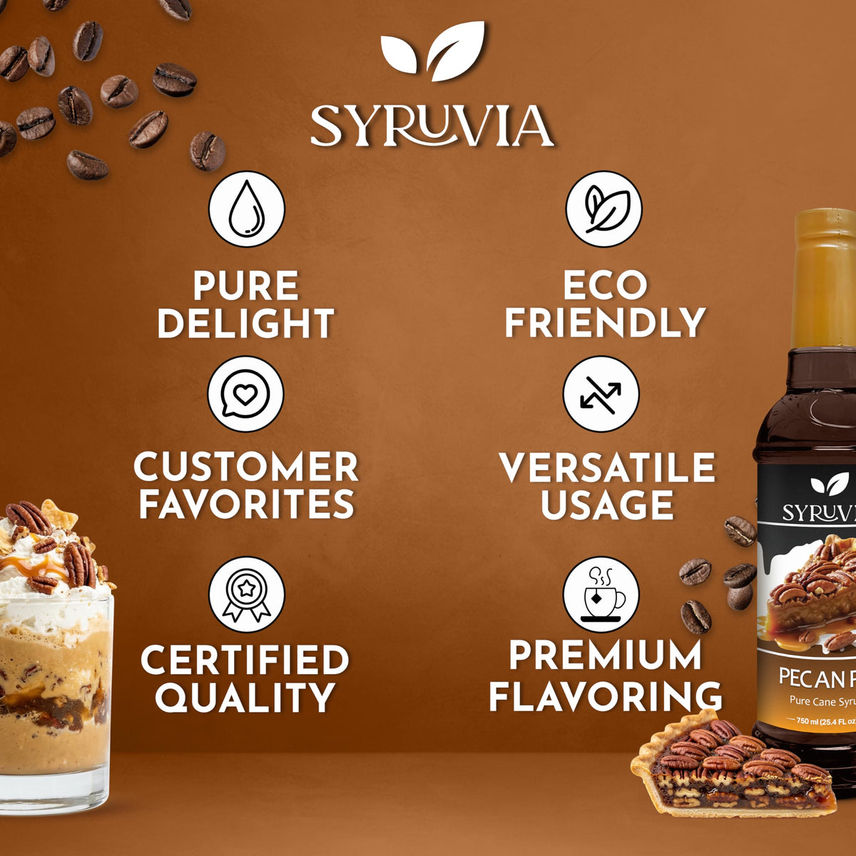 SYRUVIA Kosher-certified syrup with pure cane sugar