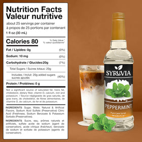 SYRUVIA Peppermint Syrup latte art showcasing mint flavor