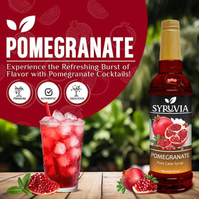 SYRUVIA Pomegranate Syrup glass drink highlights fruity sweetness in refreshment.