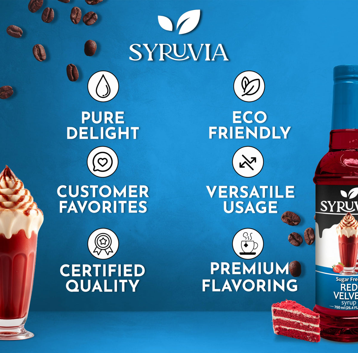 SYRUVIA Shake Mixer Glass demonstrates versatile Red Velvet flavor for smoothies