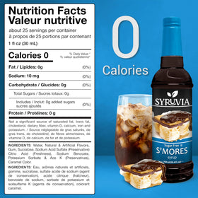 SYRUVIA smores coffee flavoring adds toasted marshmallow notes to drinks.