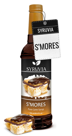 SYRUVIA S'mores Syrup bottle pour enhances latte flavor