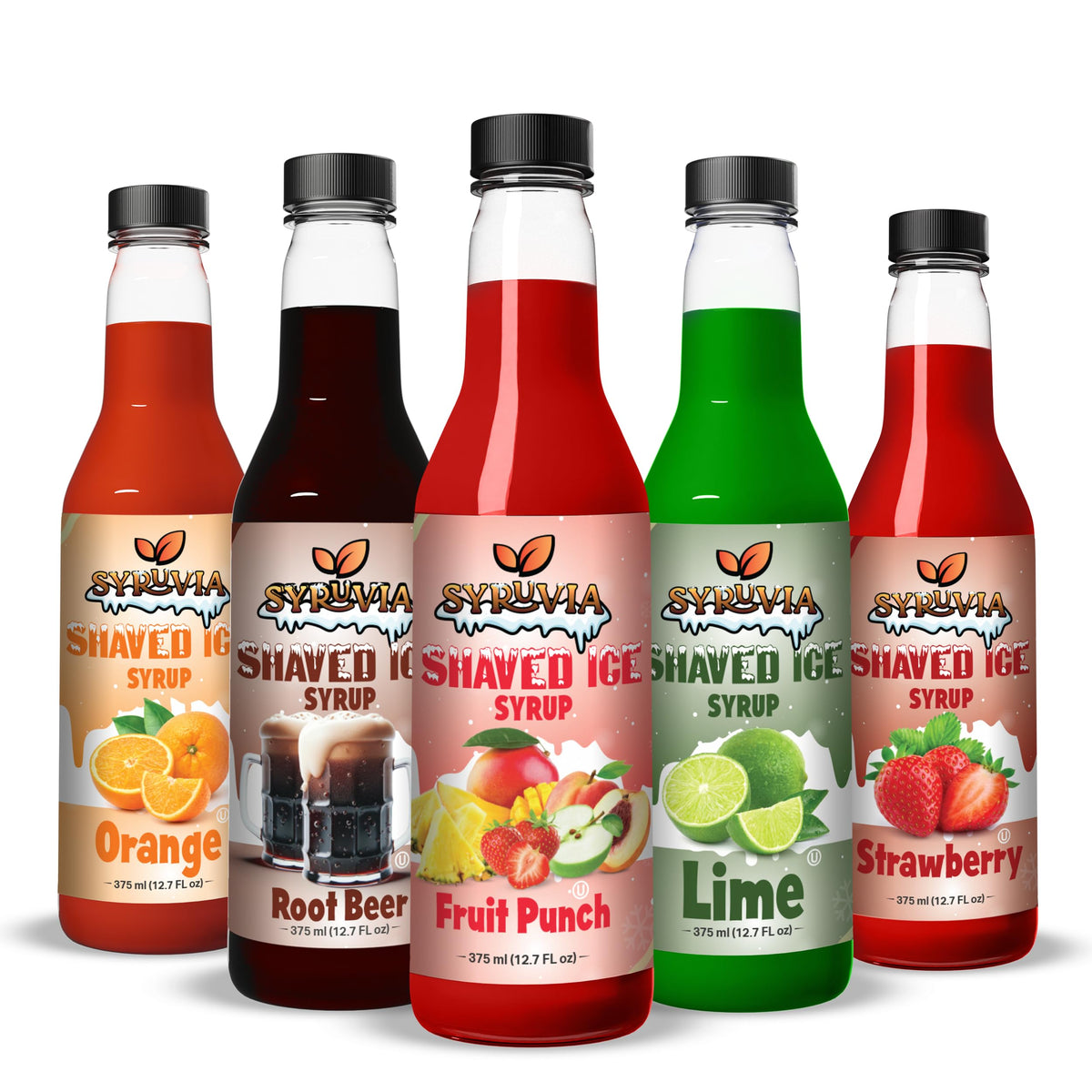 SYRUVIA snow cone syrup root beer bottle pour for refreshing shaved ice