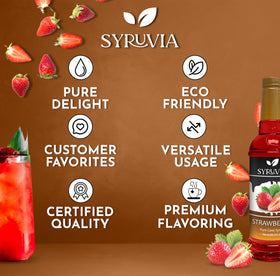 SYRUVIA strawberry syrup swirl on dessert topping