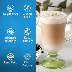 SYRUVIA Sugar Free Almond Syrup as dessert topping with nutty aroma.