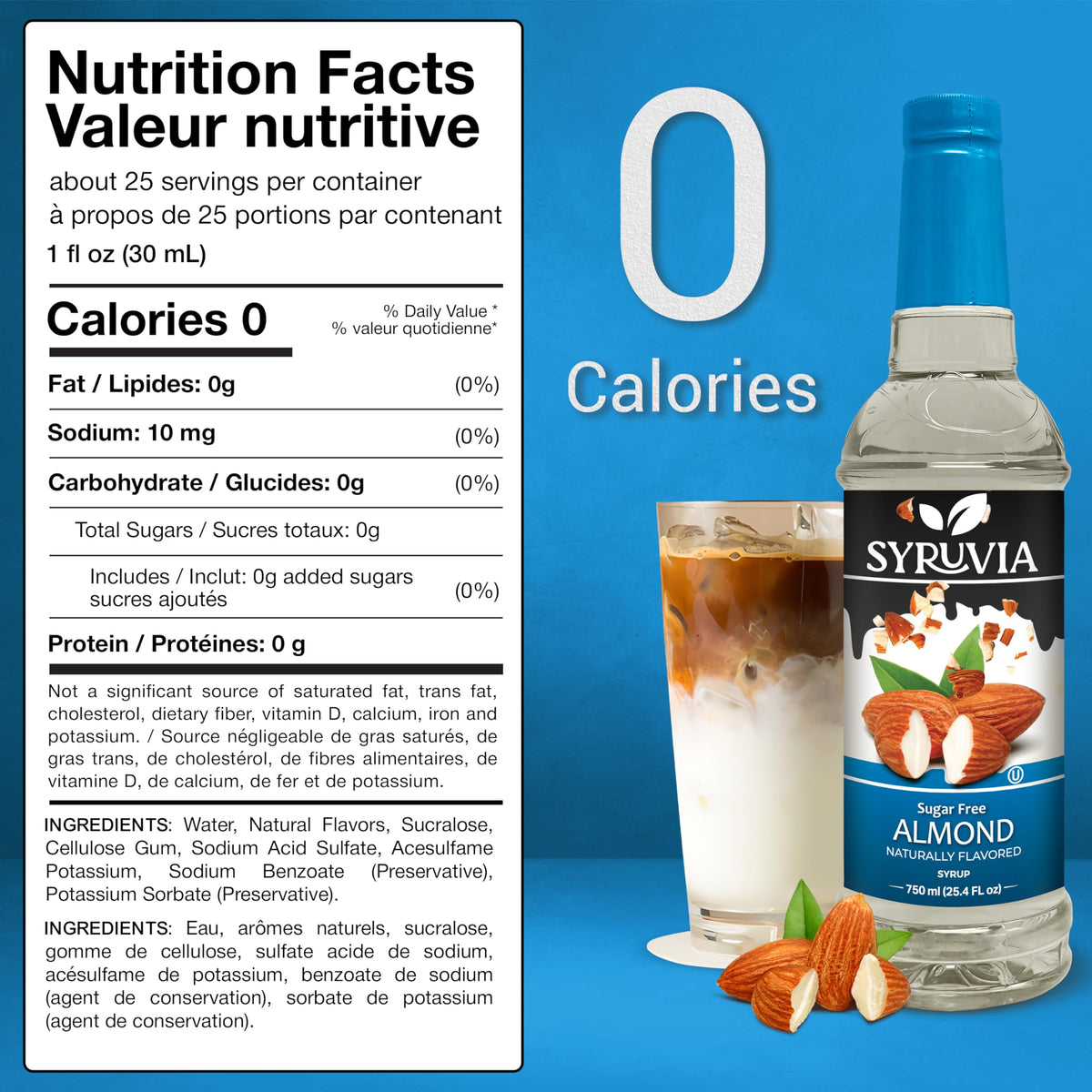 SYRUVIA Sugar Free Almond Syrup in a latte for a creamy touch.