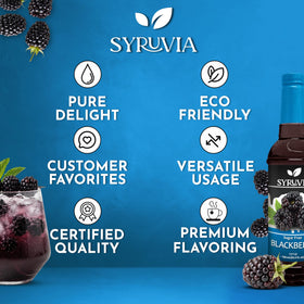 SYRUVIA Sugar-Free Blackberry Syrup stirred into lemonade for a refreshing flavor.