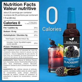 SYRUVIA Sugar-Free Blackberry Syrup on pancakes as a dessert topping.