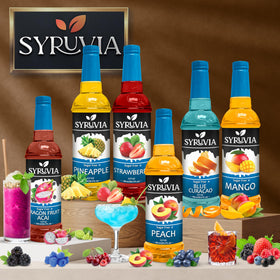 SYRUVIA Blue Raspberry drink idea with ice and garnish.