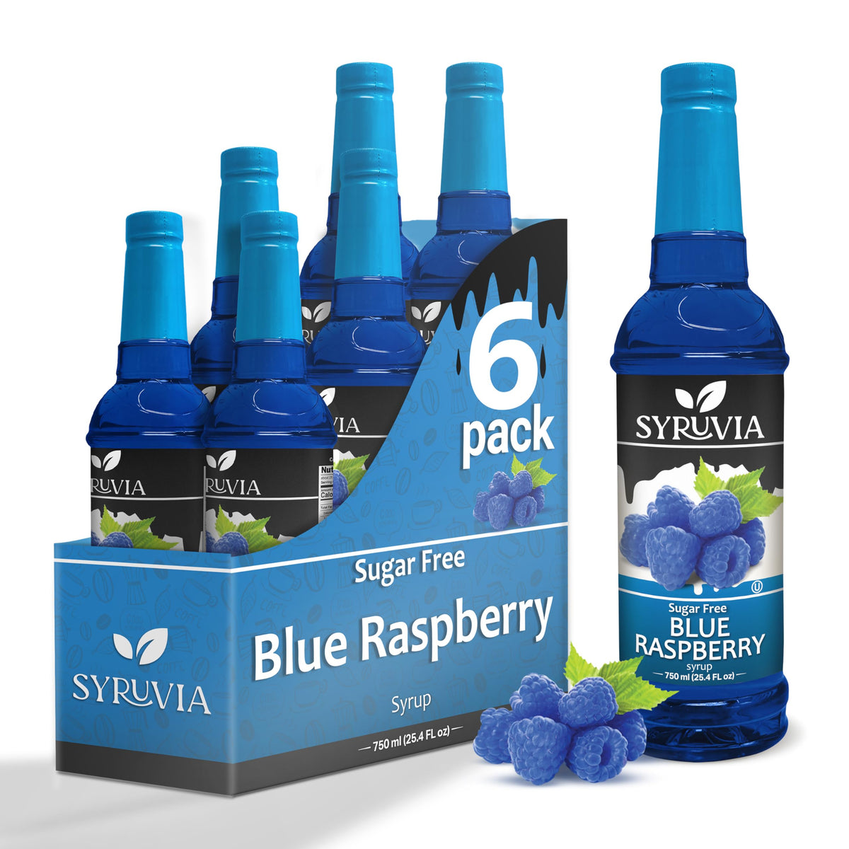 SYRUVIA sugar-free blue raspberry syrup bottle for bulk cafe use